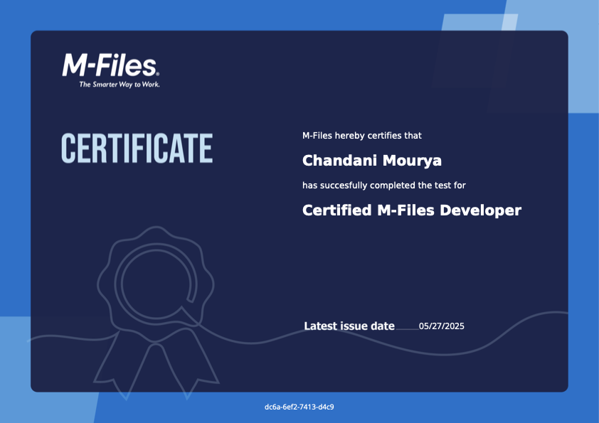 Preview of the Certified M-Files Developer certificate