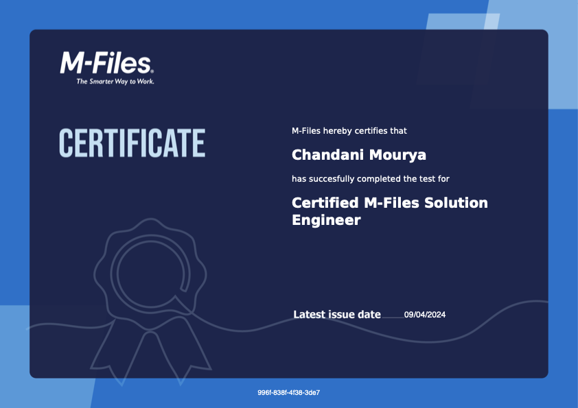 Preview of the Certified M-Files Solution Engineer certificate